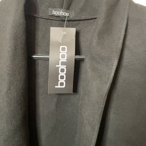 Boohoo collared light wool look coat black 8 NWT - Picture 4 of 8